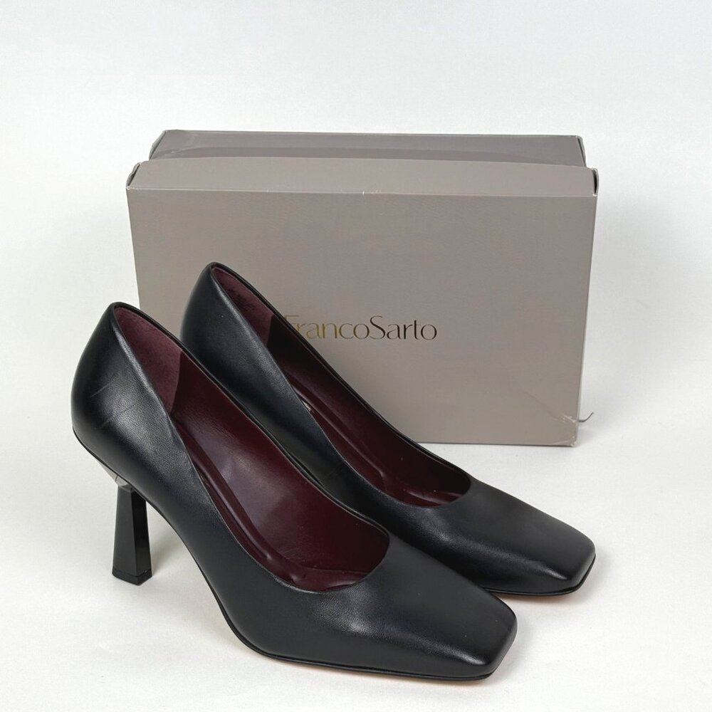 Franco Sarto Women's L-Finley Black Leather Pumps 9.5M